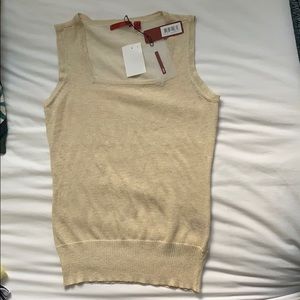 Bone/gold tank top